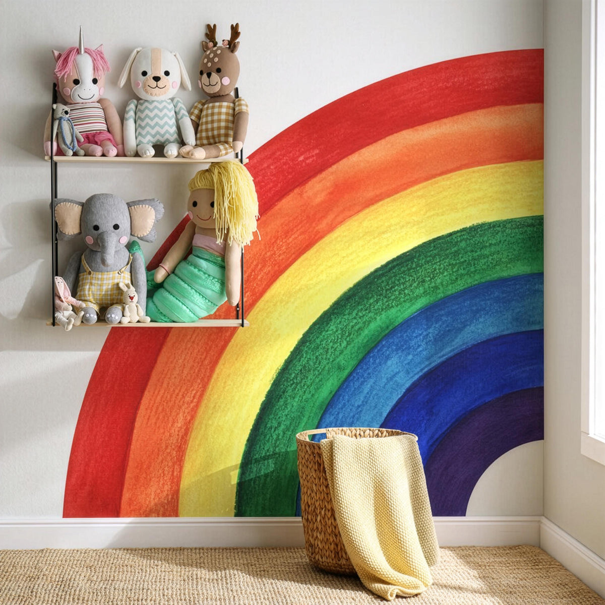 Corner Rainbow Wall Decal shown in a home interior