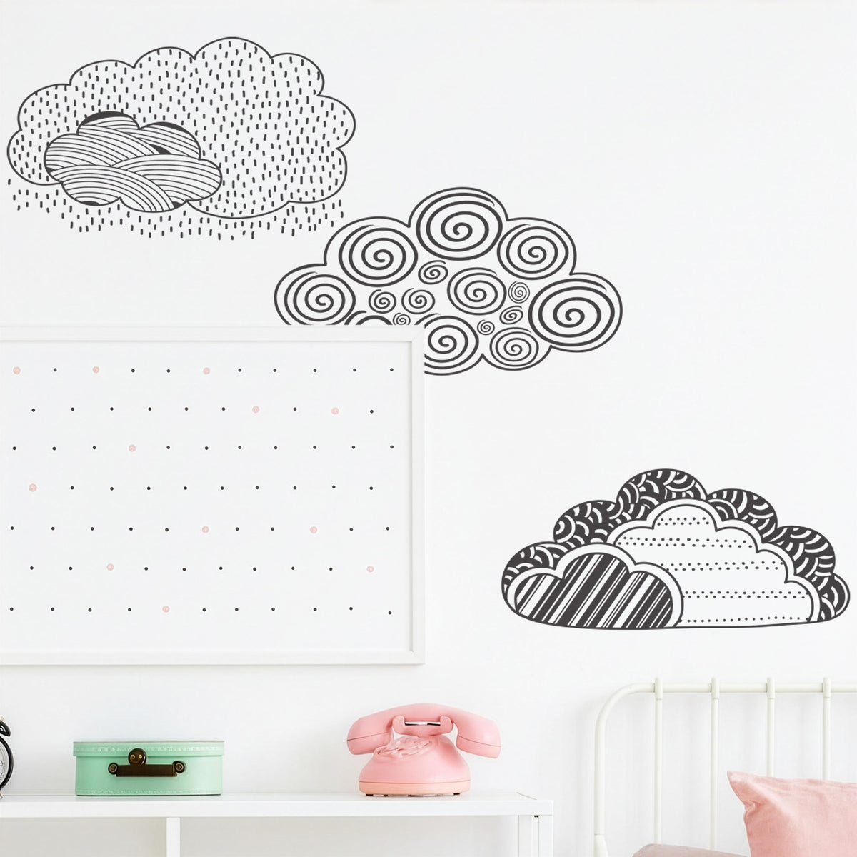 Cloud Wall Decals Set shown in a home interior