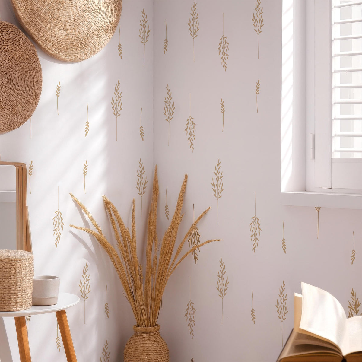 Botanical Stem Wall Decals styled in a room setting