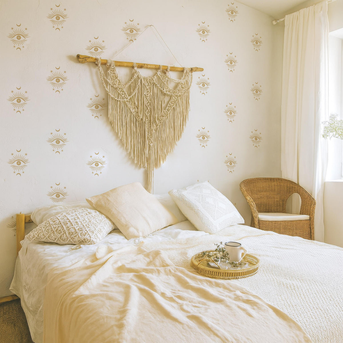 Boho Mystical Eye Wall Decals (30 or 60) decal sheet flat-lay