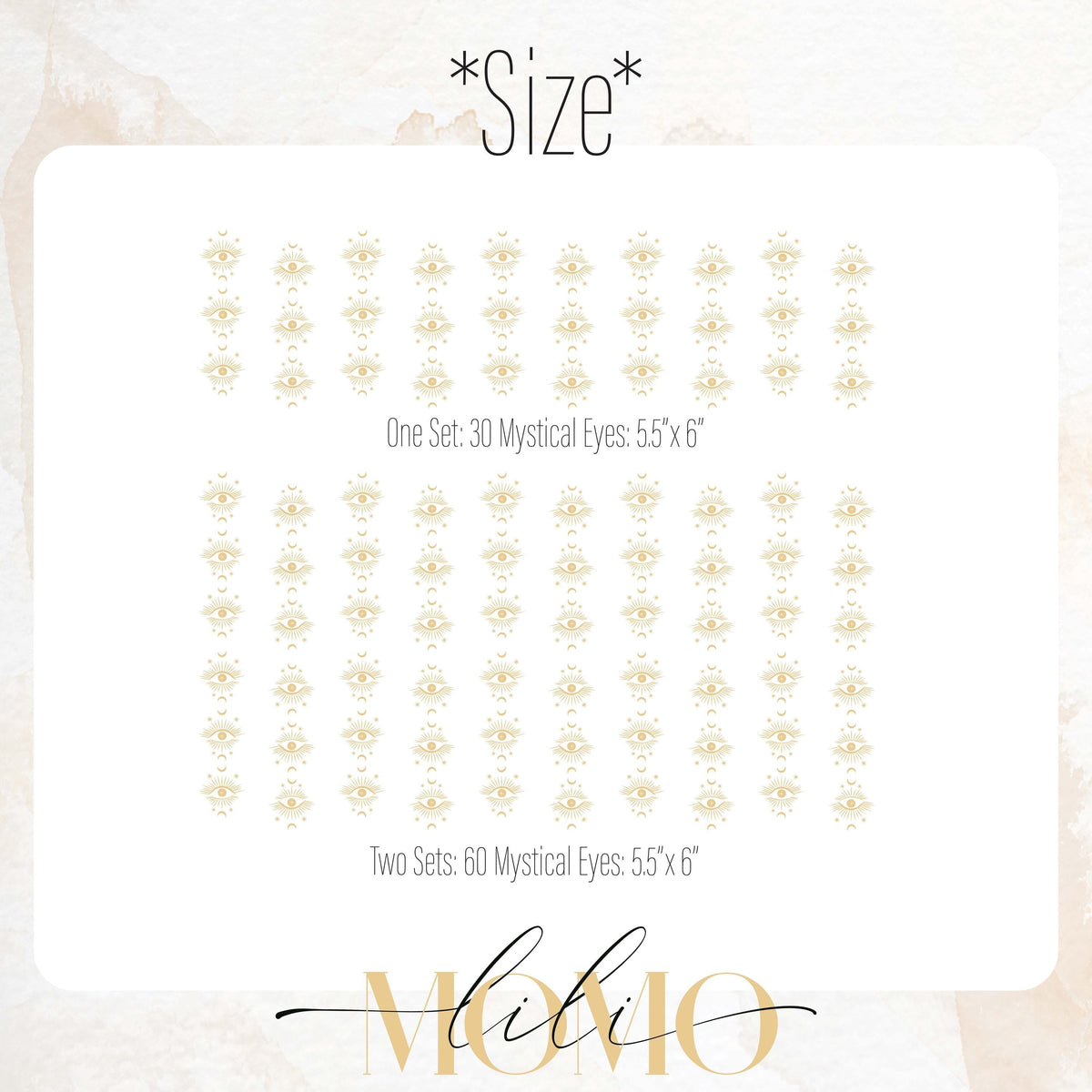 Close-up detail of boho mystical eye wall decals (30 or 60) matte vinyl finish