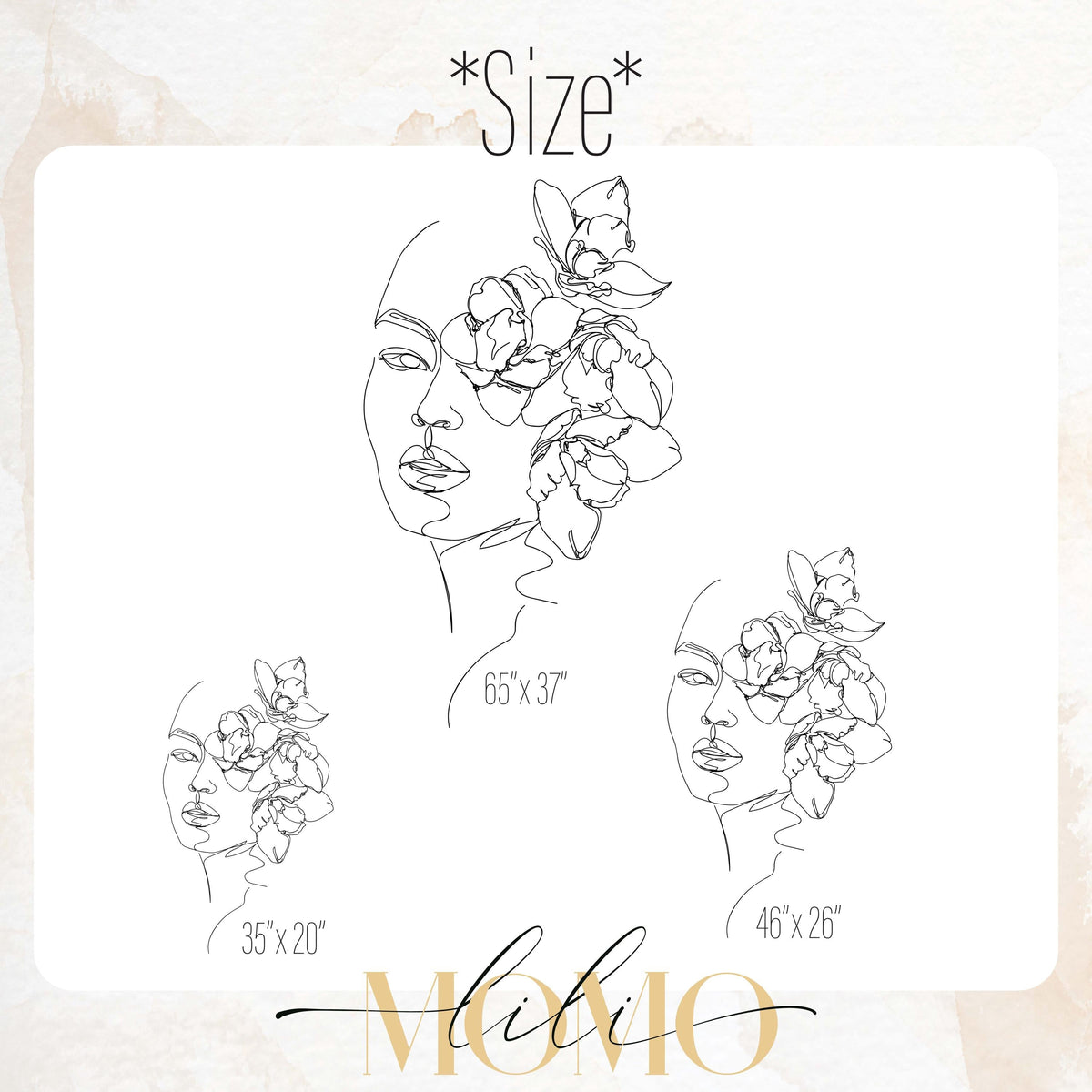 Close-up detail of minimalist floral face wall decal matte vinyl finish