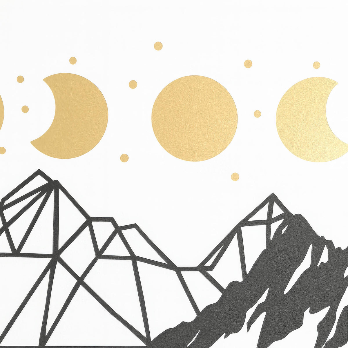 Boho Mountain Moon Phase Wall Decal styled in a room setting