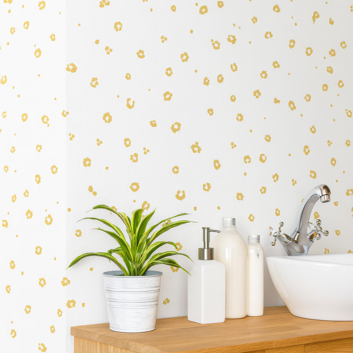 Leopard Print Wall Decals installed on a styled wall