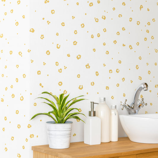 Leopard Print Wall Decals installed on a styled wall