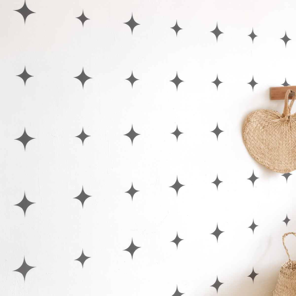 Mid Century Star Wall Decals arranged on a feature wall