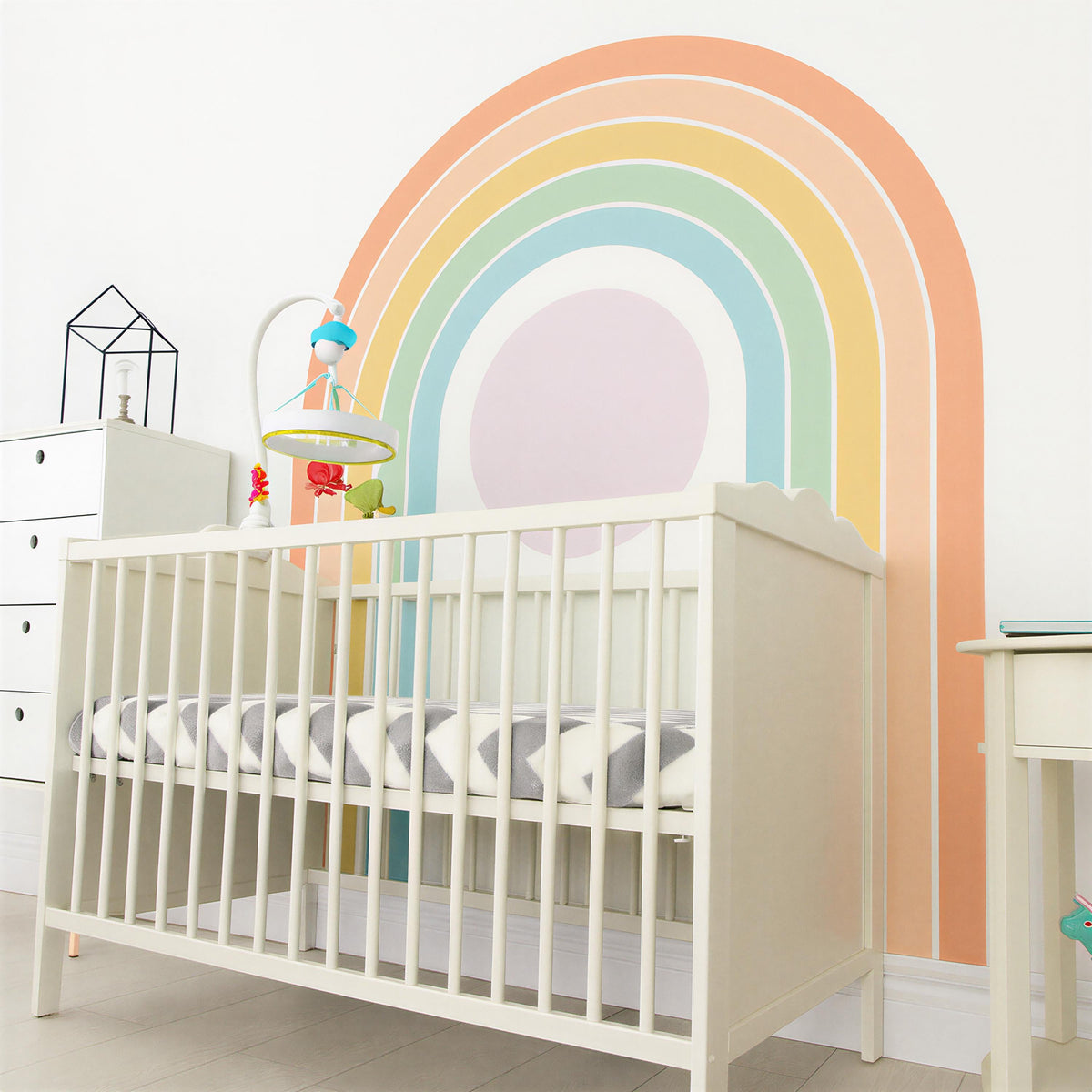 Boho Rainbow Wall Decal displayed in a styled space