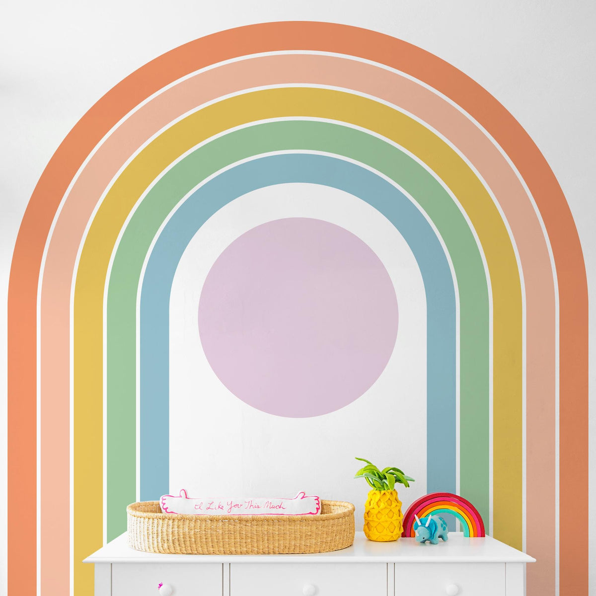 Boho Rainbow Wall Decal shown in a home interior