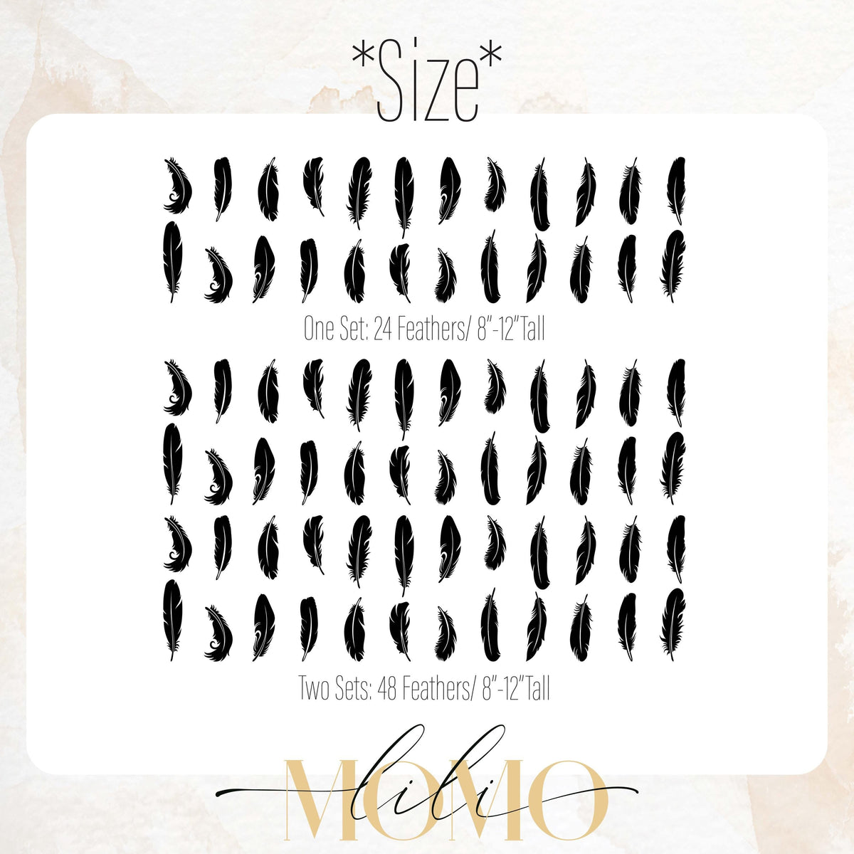 Close-up detail of boho feather wall decals set of matte vinyl finish