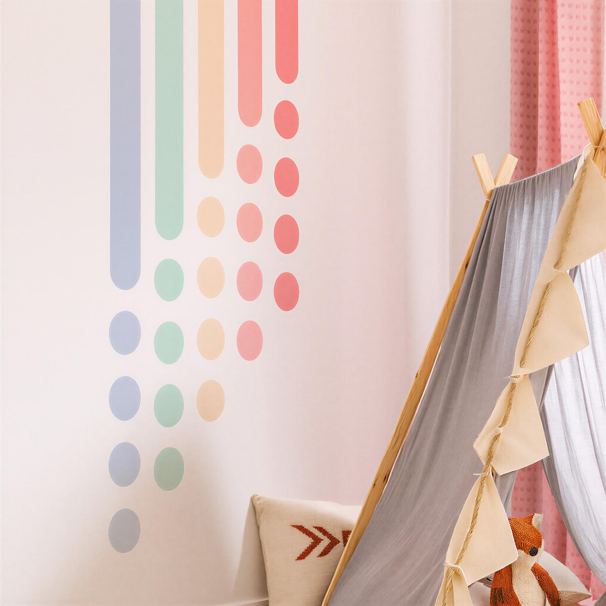 Pastel Rainbow Corner Wall Decal Set displayed in a styled space