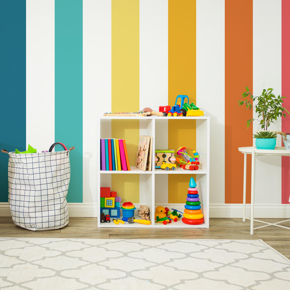 Rainbow Stripe Wall Decals close-up styled detail