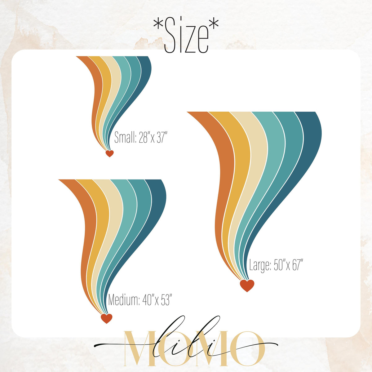 Close-up detail of retro rainbow corner wall decal with heart matte vinyl finish