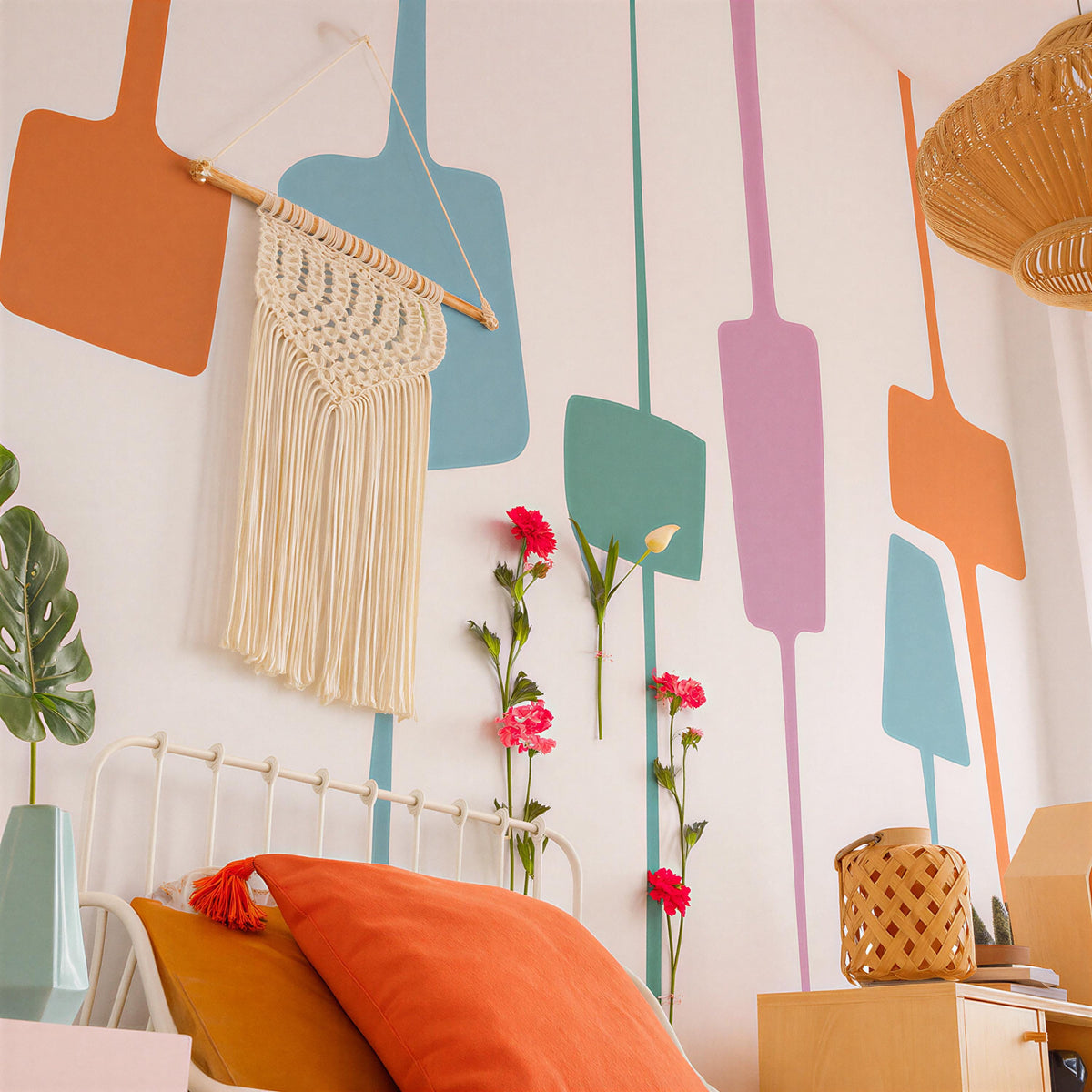 Mid Century Modern Wall Decals close-up styled detail
