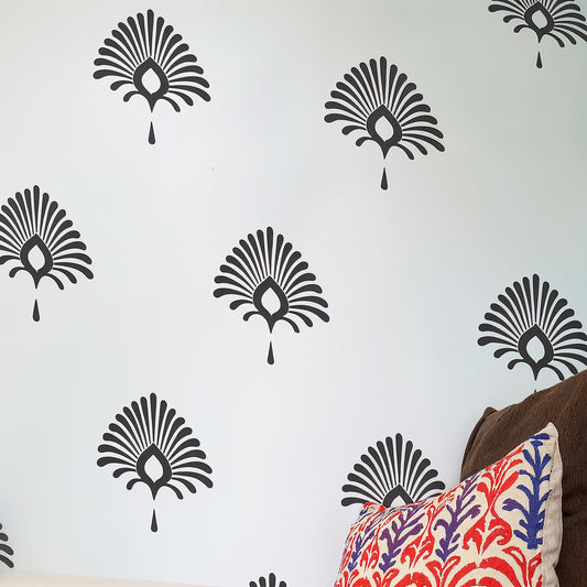 Damask Wall Decals Set (27 or 54) installed on a styled wall