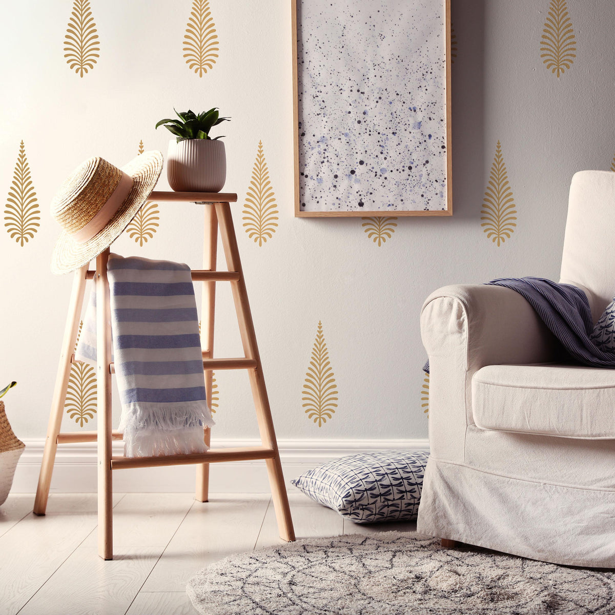 Fern Leaf Wall Decals Set of 34 or arranged on a feature wall