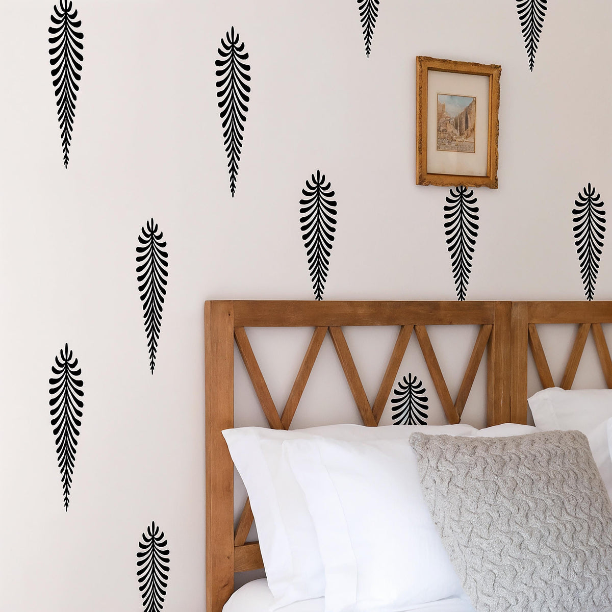 Fern Leaf Wall Decals Set of 34 or displayed in a styled space