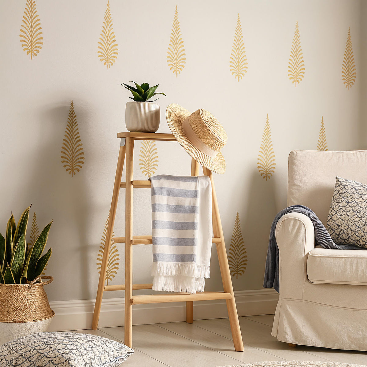 Fern Leaf Wall Decals Set of 34 or size reference on a wall