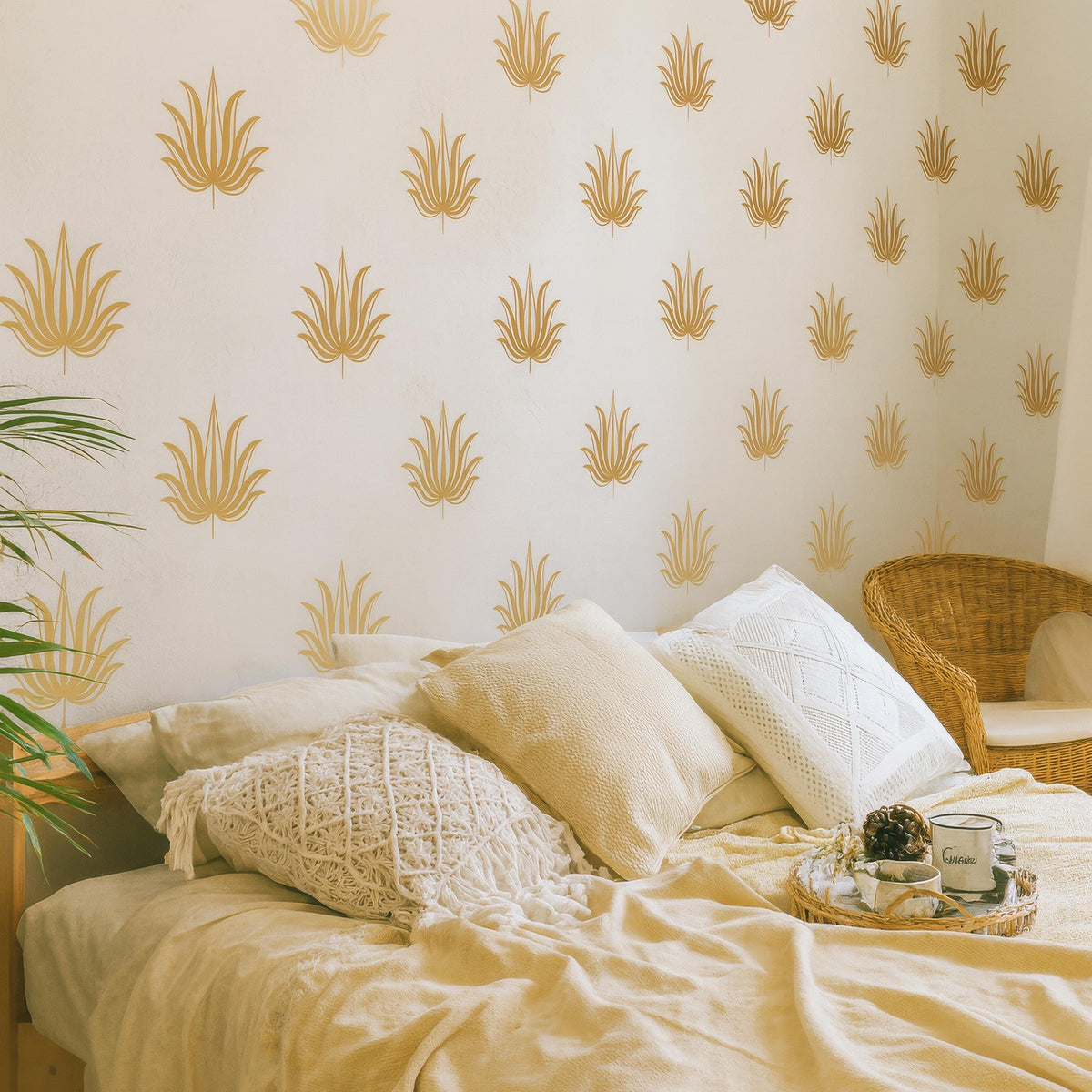 Palm Leaf Wall Decals shown in a home interior