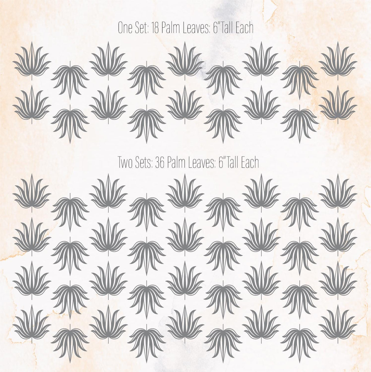 Close-up detail of palm leaf wall decals matte vinyl finish