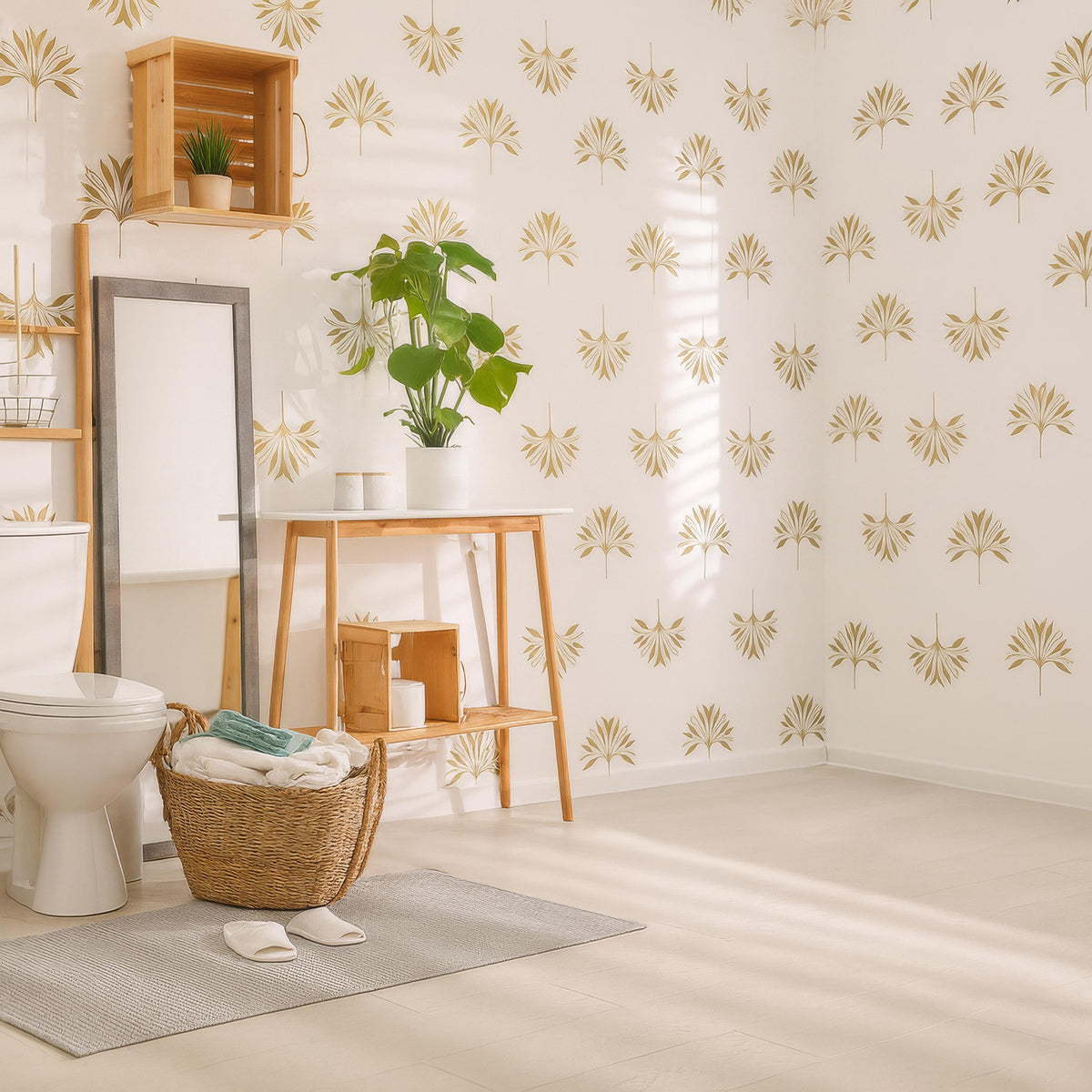 Palm Leaf Wall Decals arranged on a feature wall