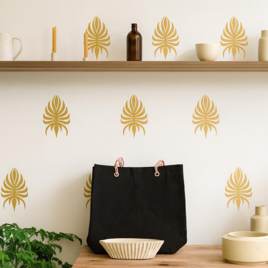 Palm Leaf Wall Decals Set of 60 or installed on a styled wall
