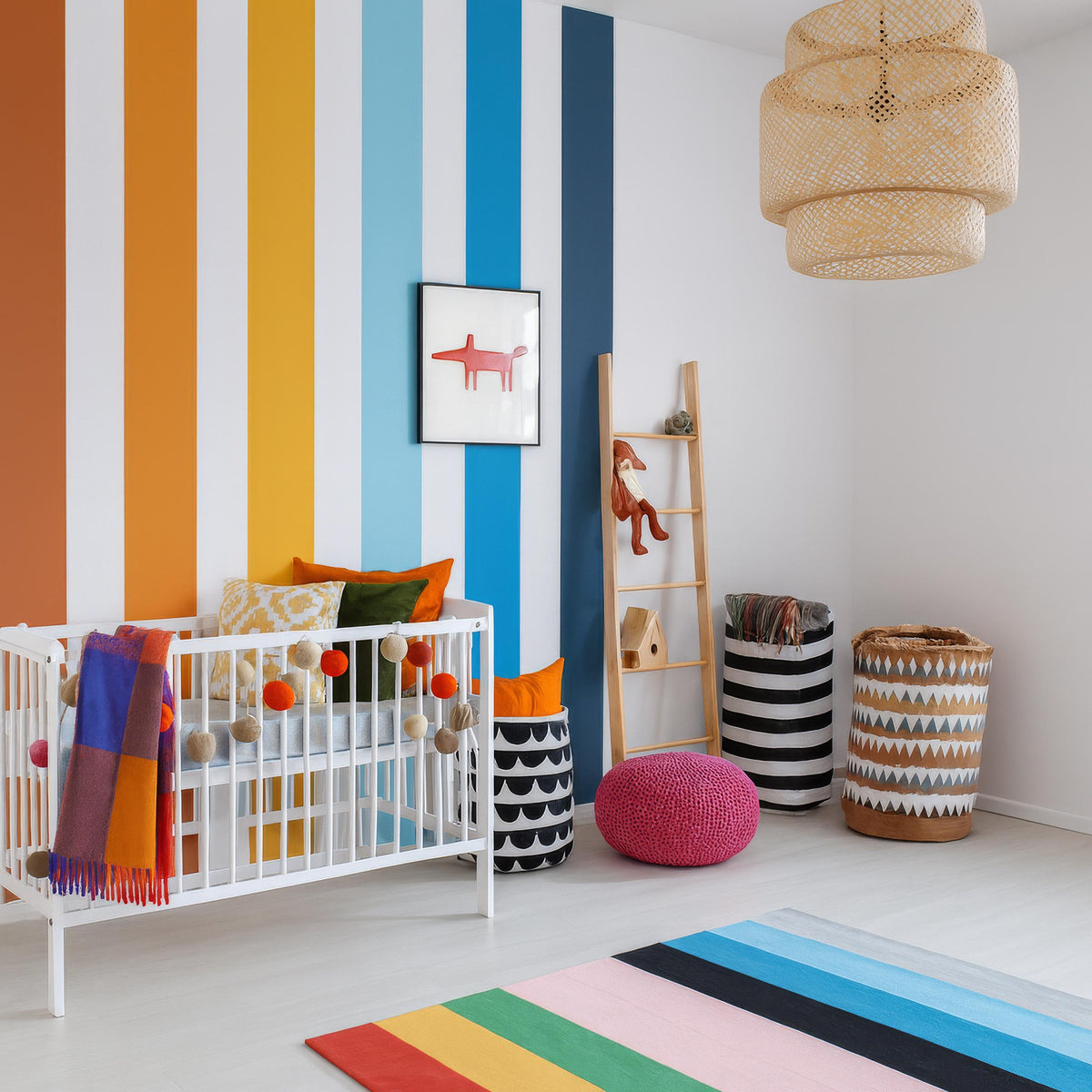 Stripe Wall Decals Set of size reference on a wall