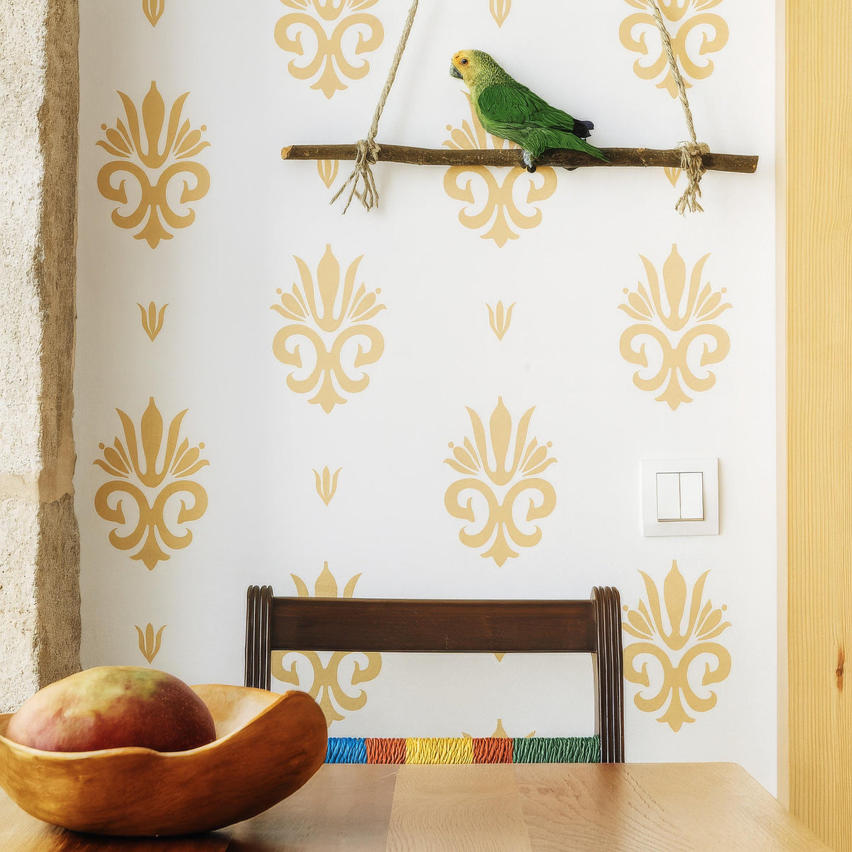 Damask Wall Decals Set of 28 and 50 Small or 56 and 100 Small shown in a home interior