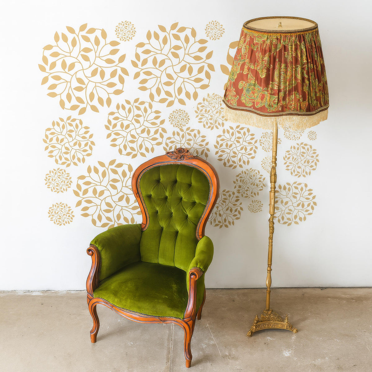 Abstract Flower Wall Decals Set of styled in a room setting