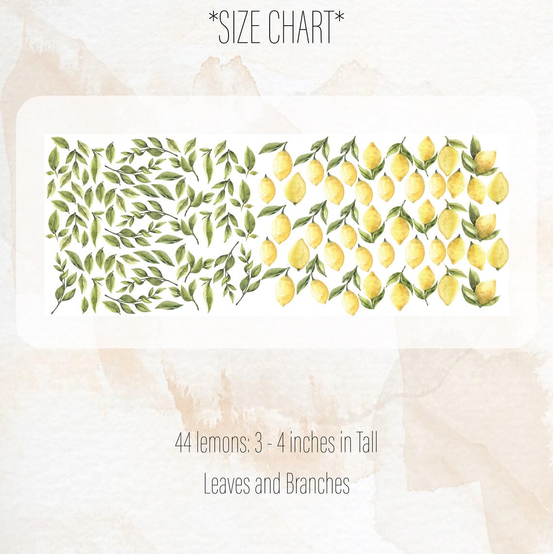 Close-up detail of lemon wall decals set of matte vinyl finish