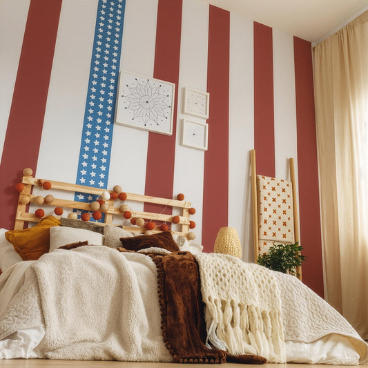Patriotic Stripe Wall Decals installed on a styled wall