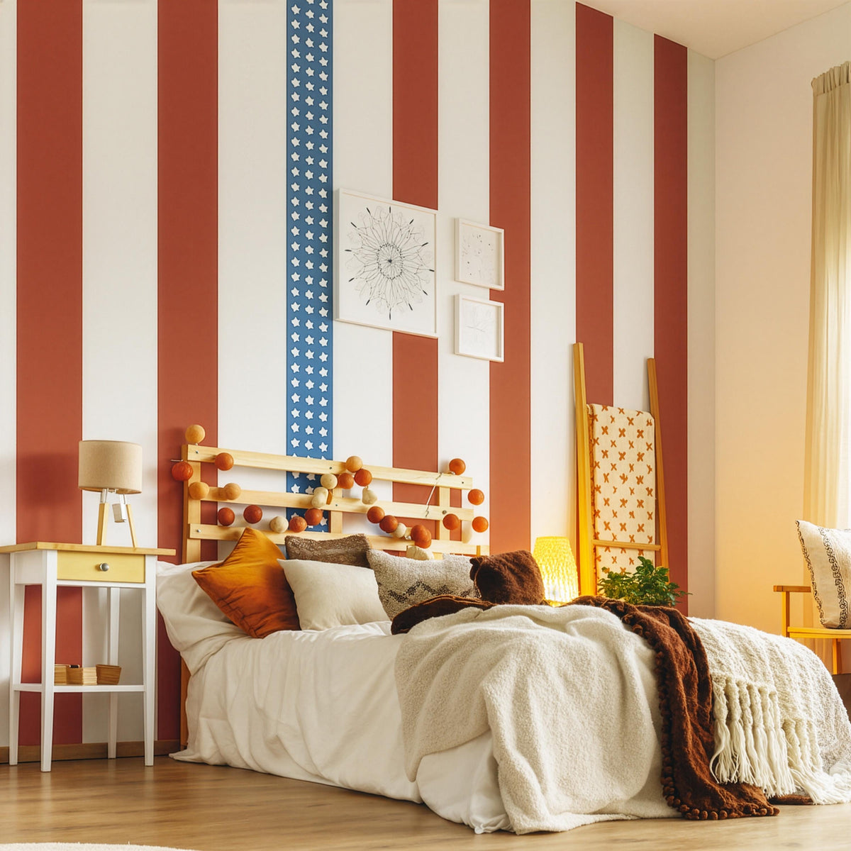Patriotic Stripe Wall Decals shown in a home interior