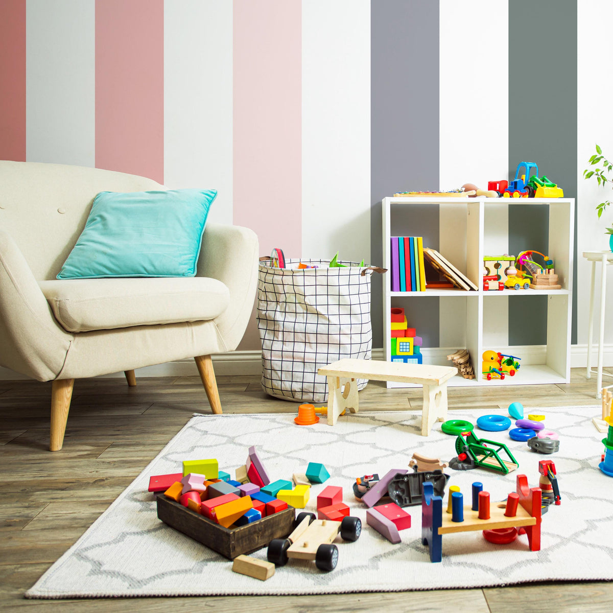 Stripe Wall Decals Set of arranged on a feature wall