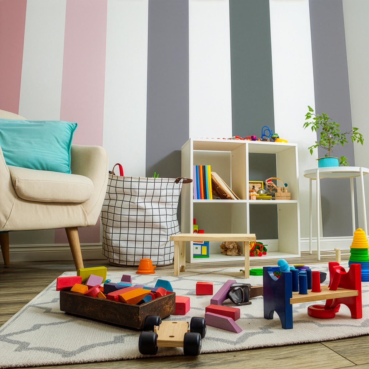 Stripe Wall Decals Set of displayed in a styled space