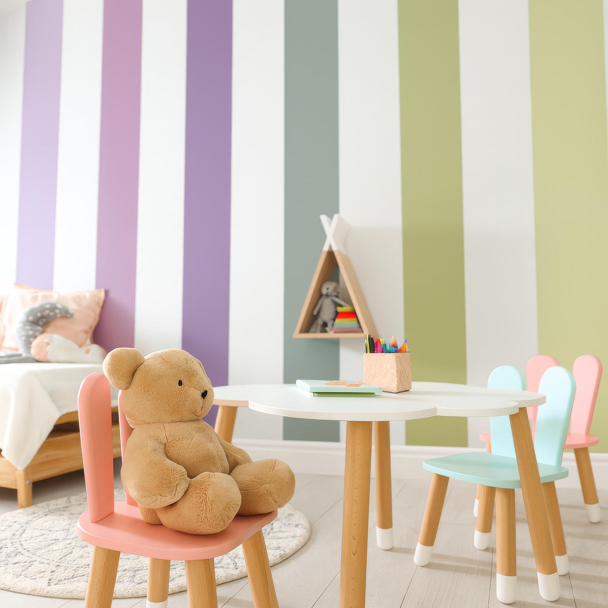 Stripe Wall Decals Set of size reference on a wall