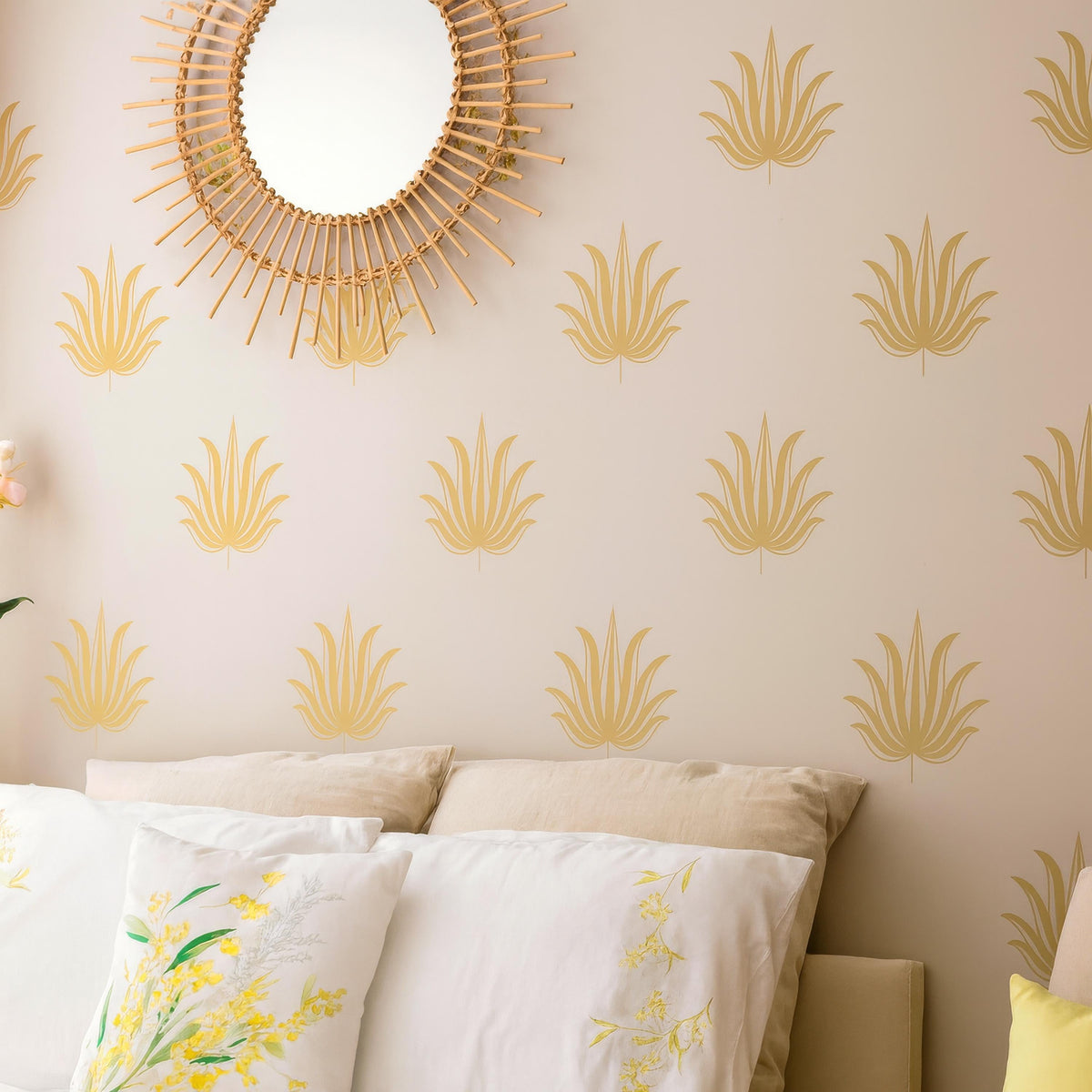 Palm Leaf Wall Decals styled in a room setting