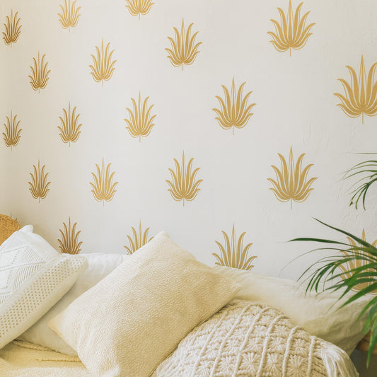 Palm Leaf Wall Decals installed on a styled wall