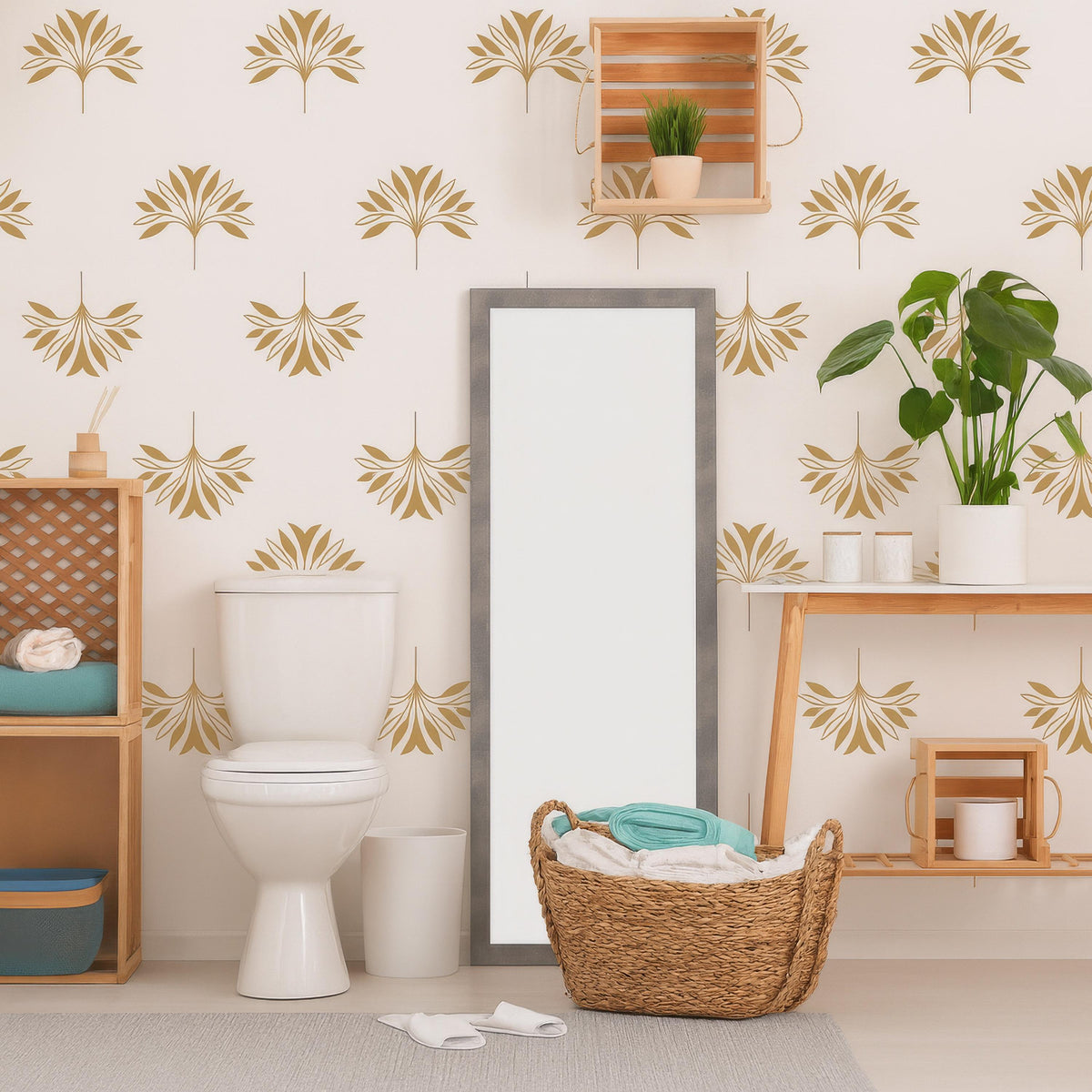 Palm Leaf Wall Decals styled in a room setting