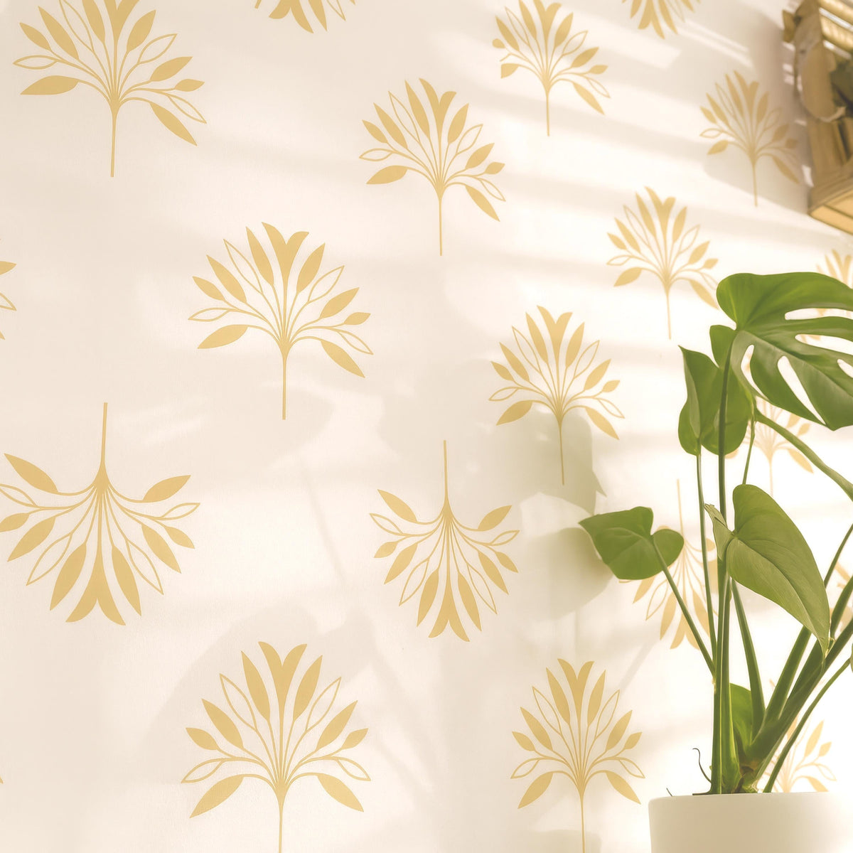 Palm Leaf Wall Decals installed on a styled wall