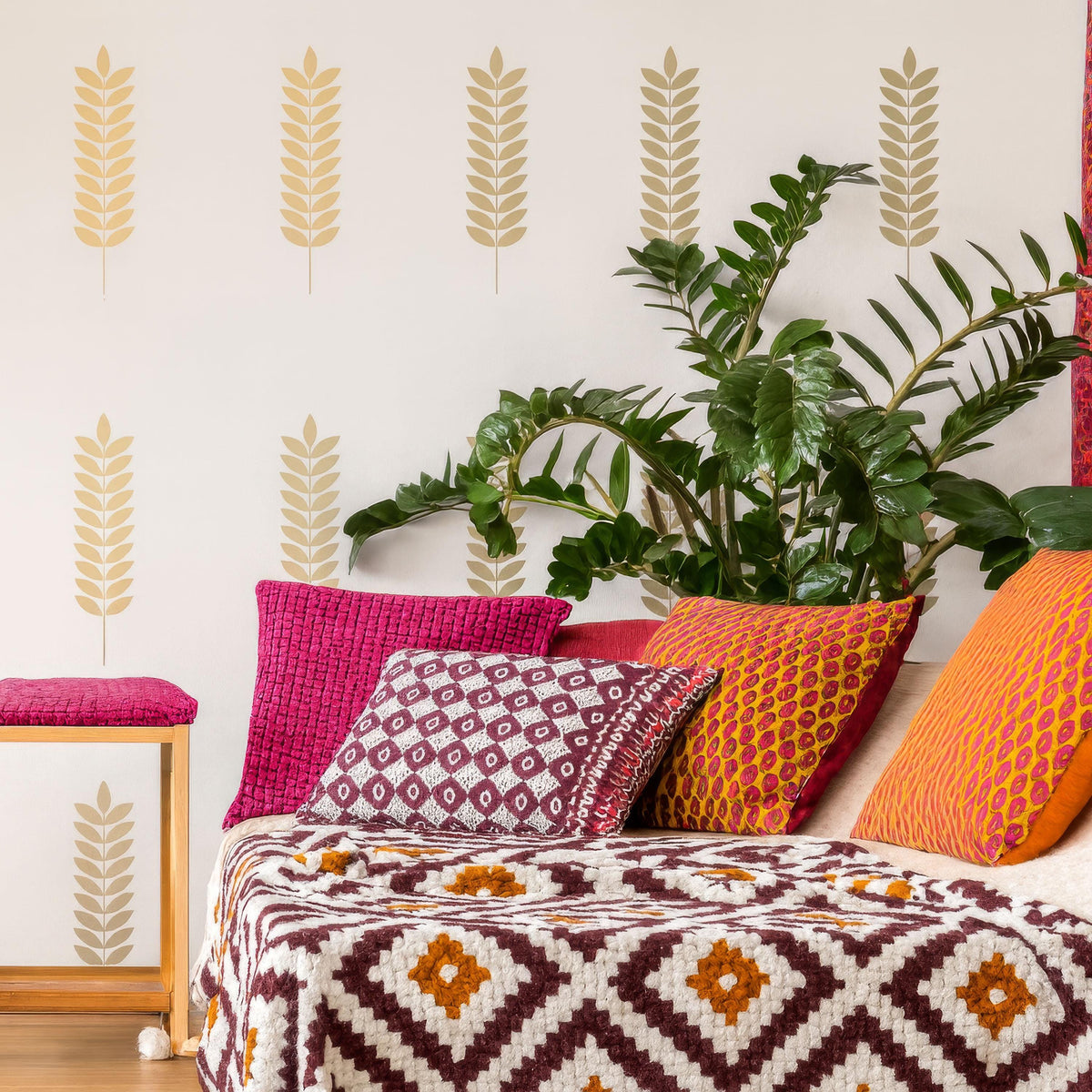 Leaf Wall Decals Set of 18 or installed on a styled wall