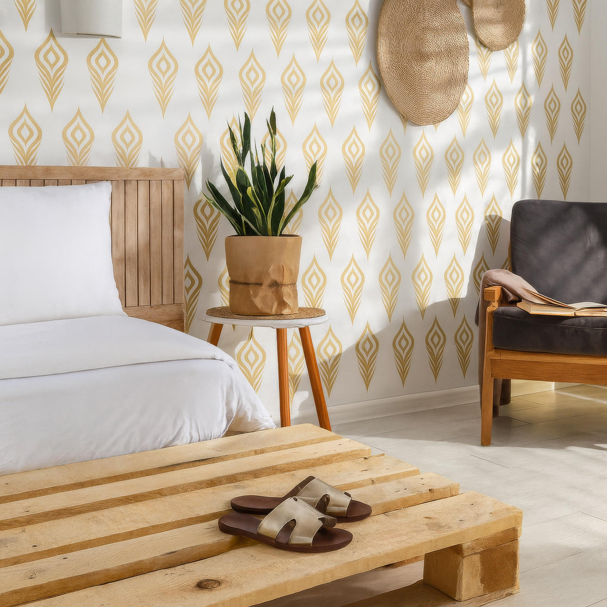 Feather Wall Decals Set of 30 or arranged on a feature wall