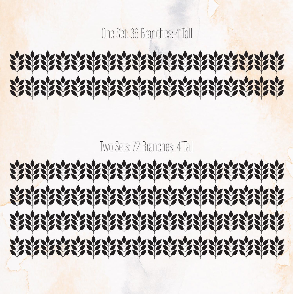 Close-up detail of branch wall decals set of 36 or matte vinyl finish
