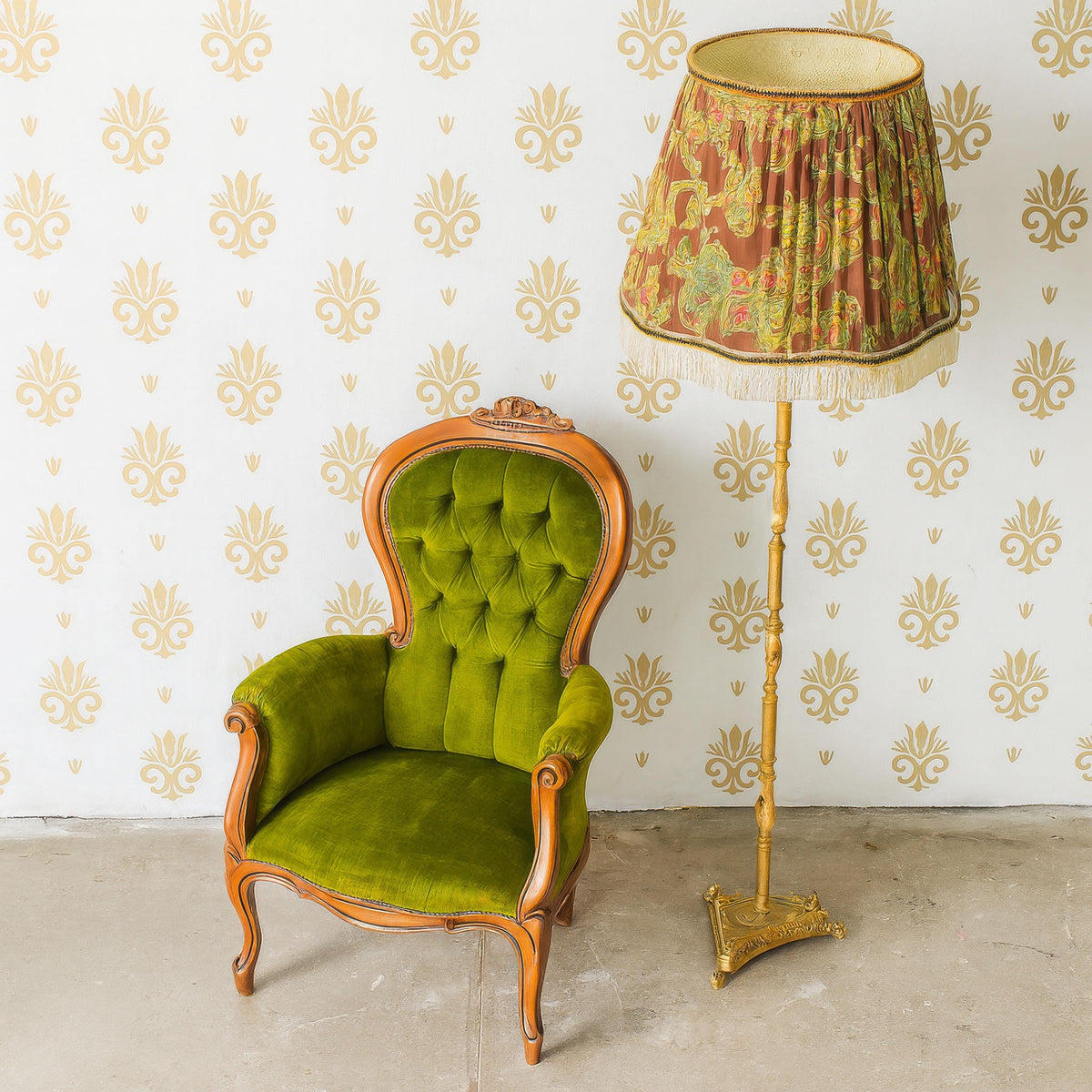 Damask Wall Decals Set of 28 and 50 Small or 56 and 100 Small styled in a room setting