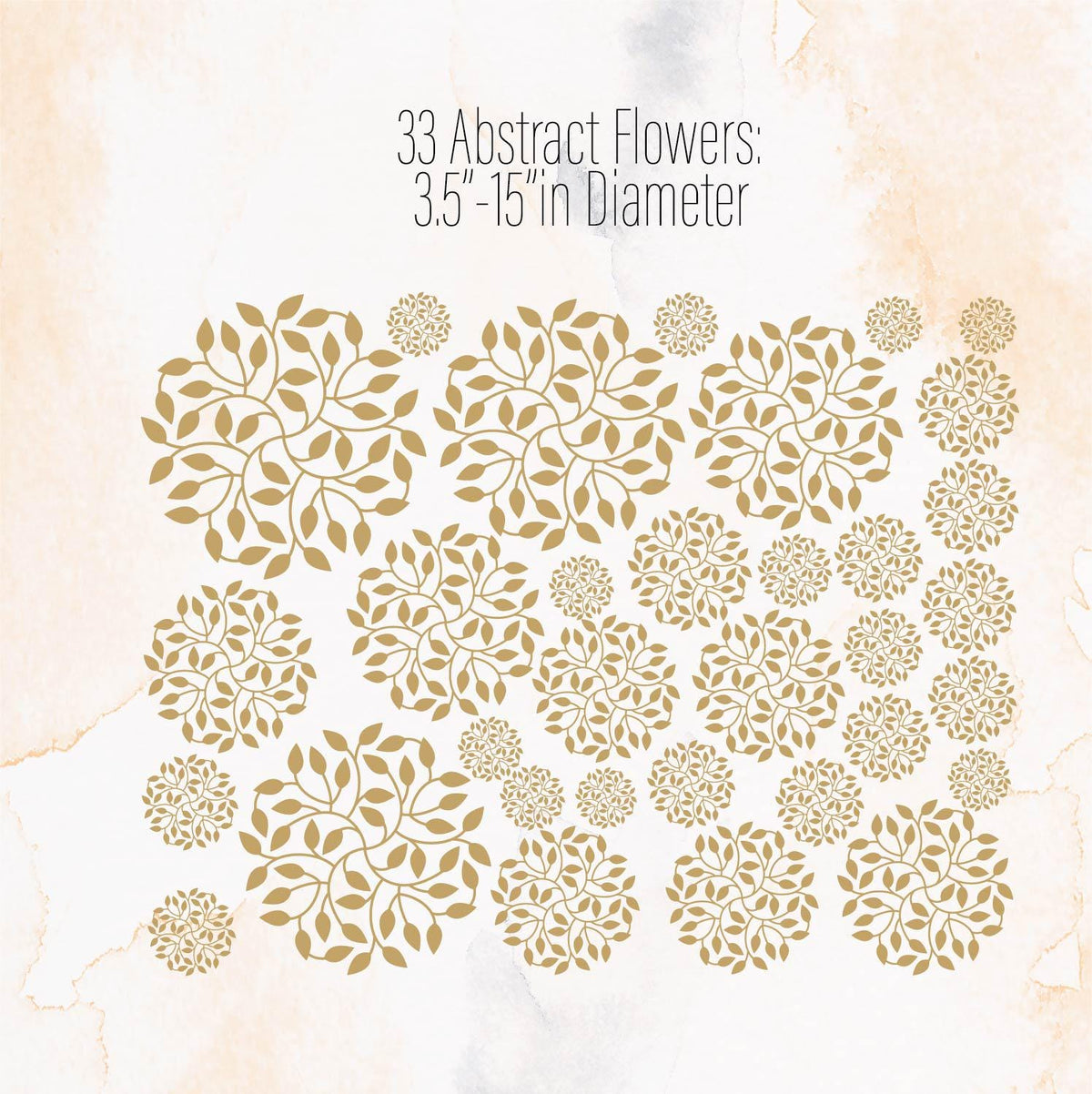 Close-up detail of abstract flower wall decals set of matte vinyl finish