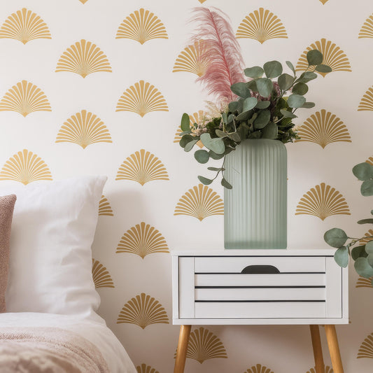 Fan Wall Decals Set of 18 Large and 20 Small or 36 Large and 40 Small installed on a styled wall