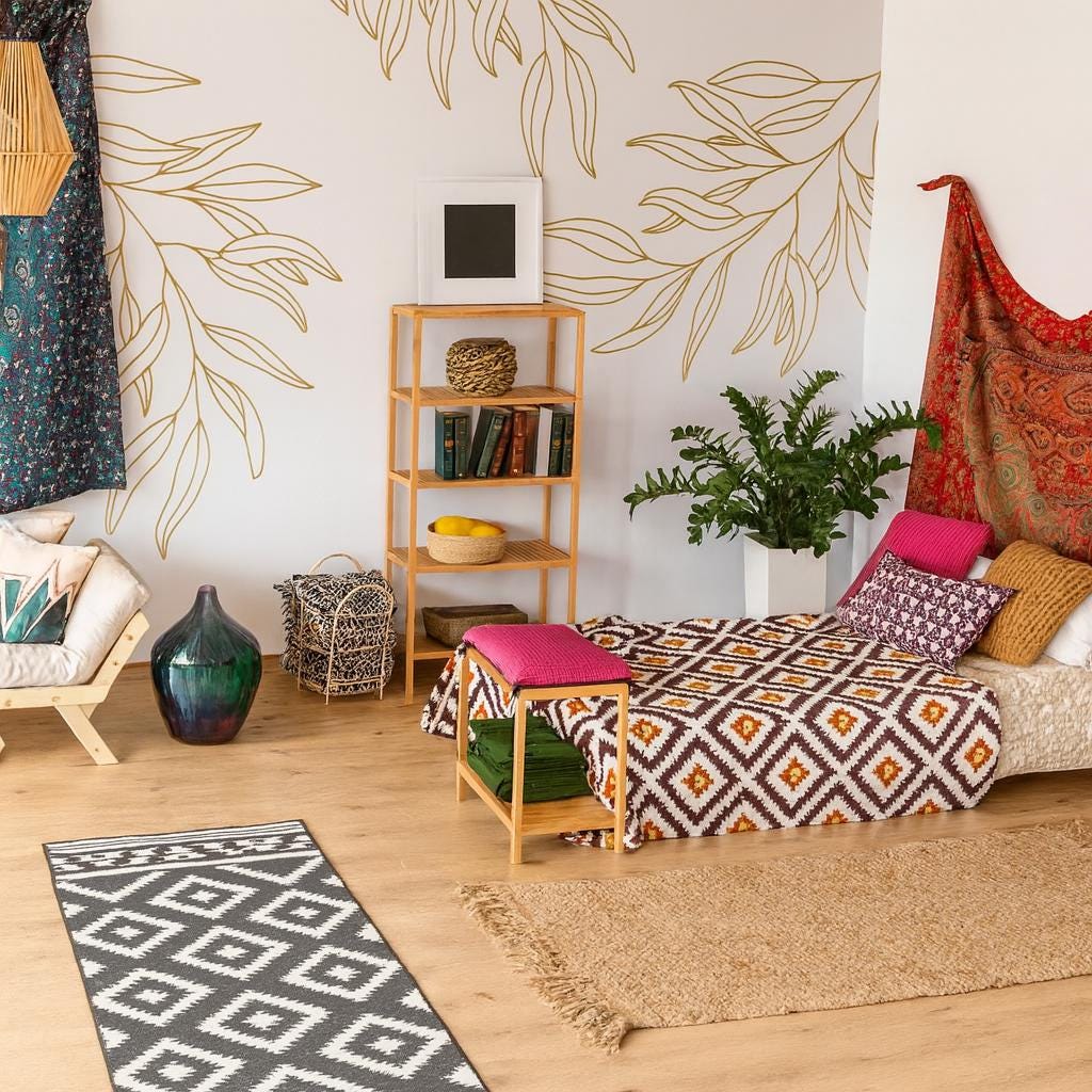 Leaf Wall Decal Set of shown in a home interior