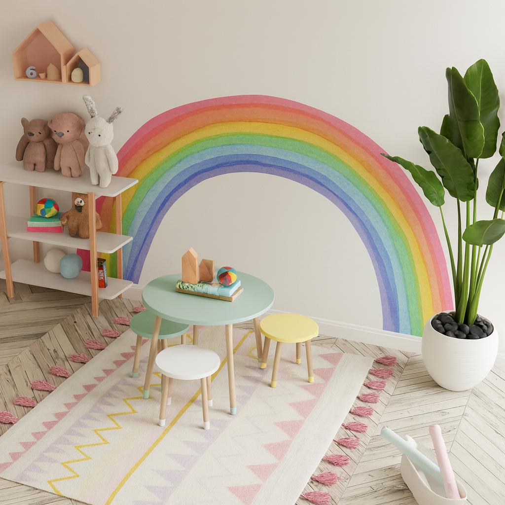 Rainbow Wall Decal styled in a room setting