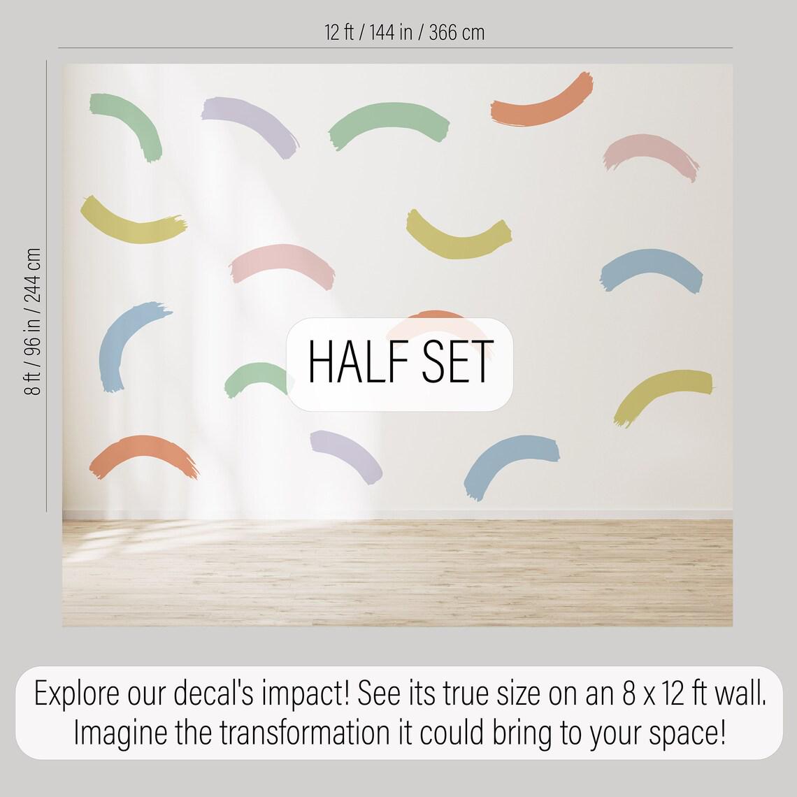 Close-up detail of rainbow brush stroke wall decals matte vinyl finish
