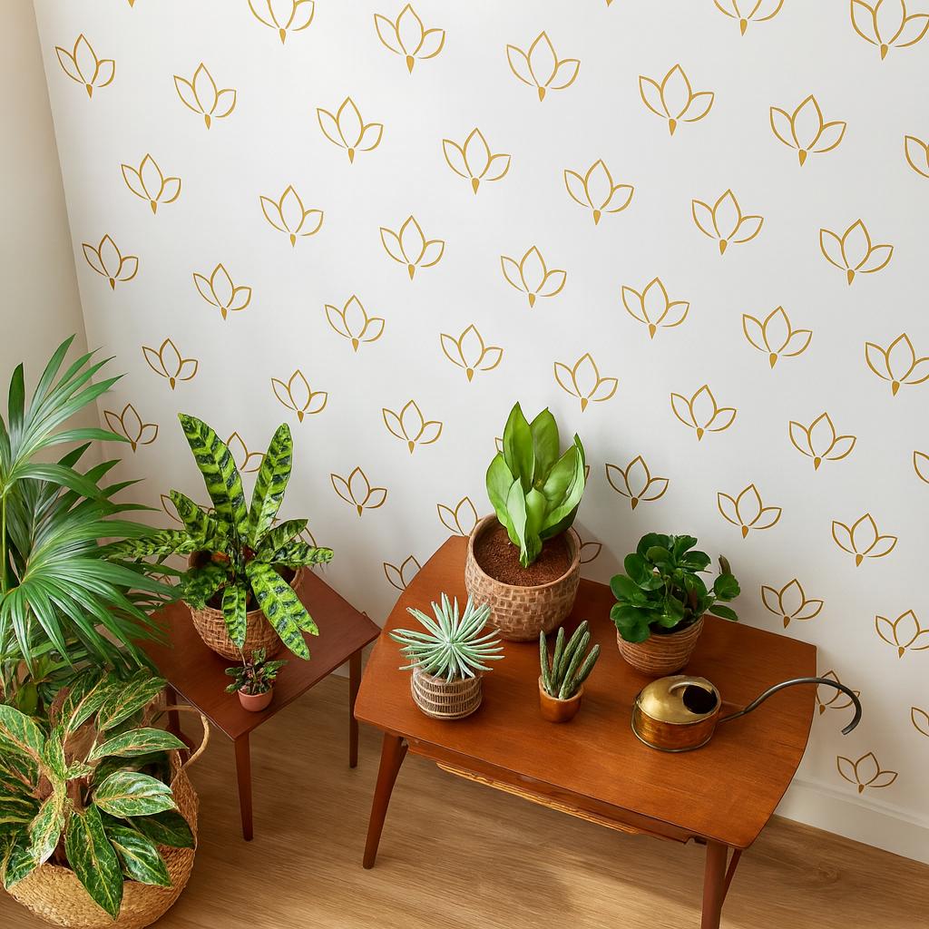 Lotus Wall Decals Set of 33 or styled in a room setting