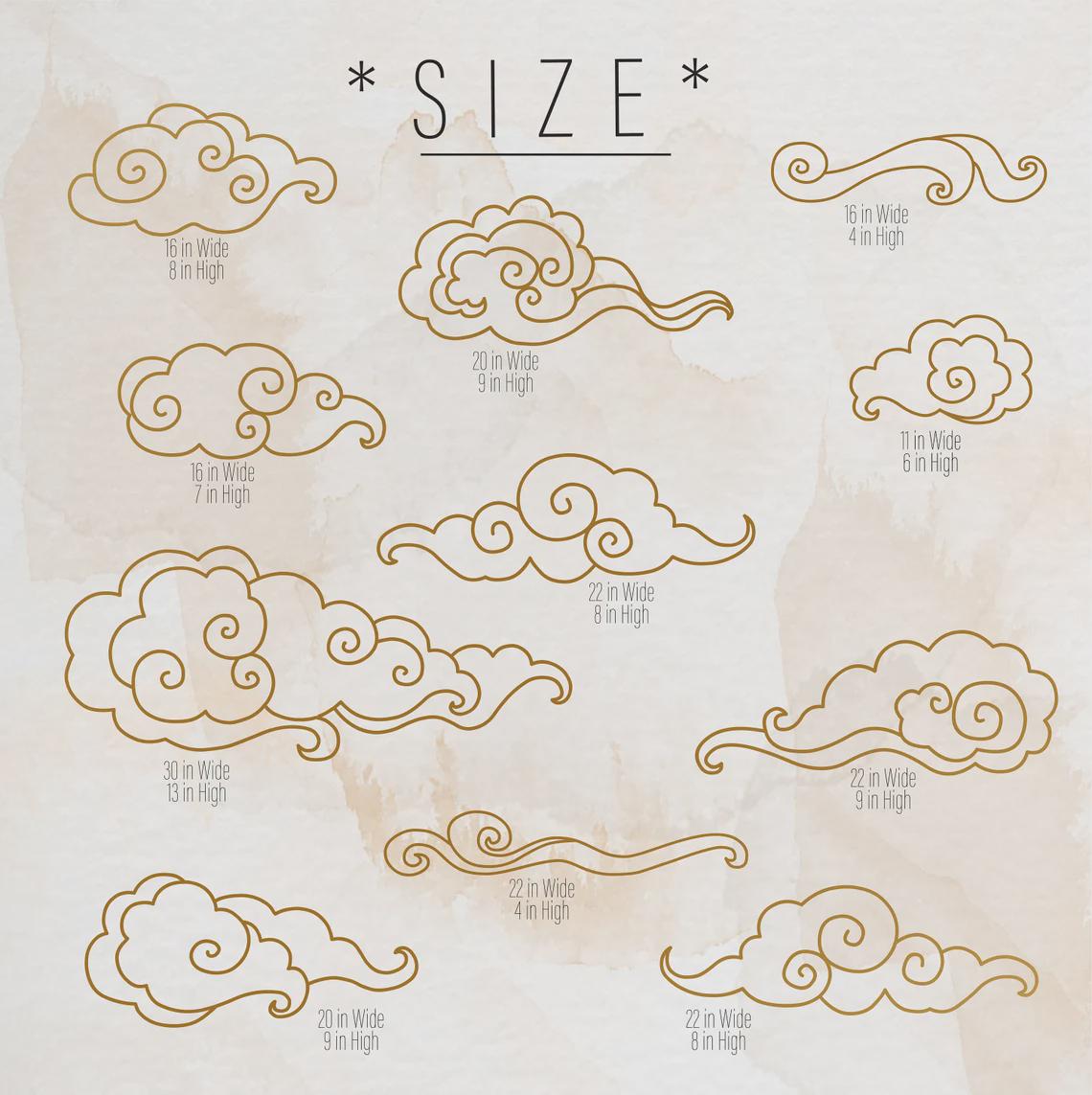 Cloud Wall Decals Set of size reference on a wall