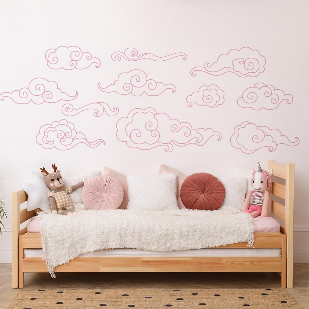 Cloud Wall Decals Set of arranged on a feature wall